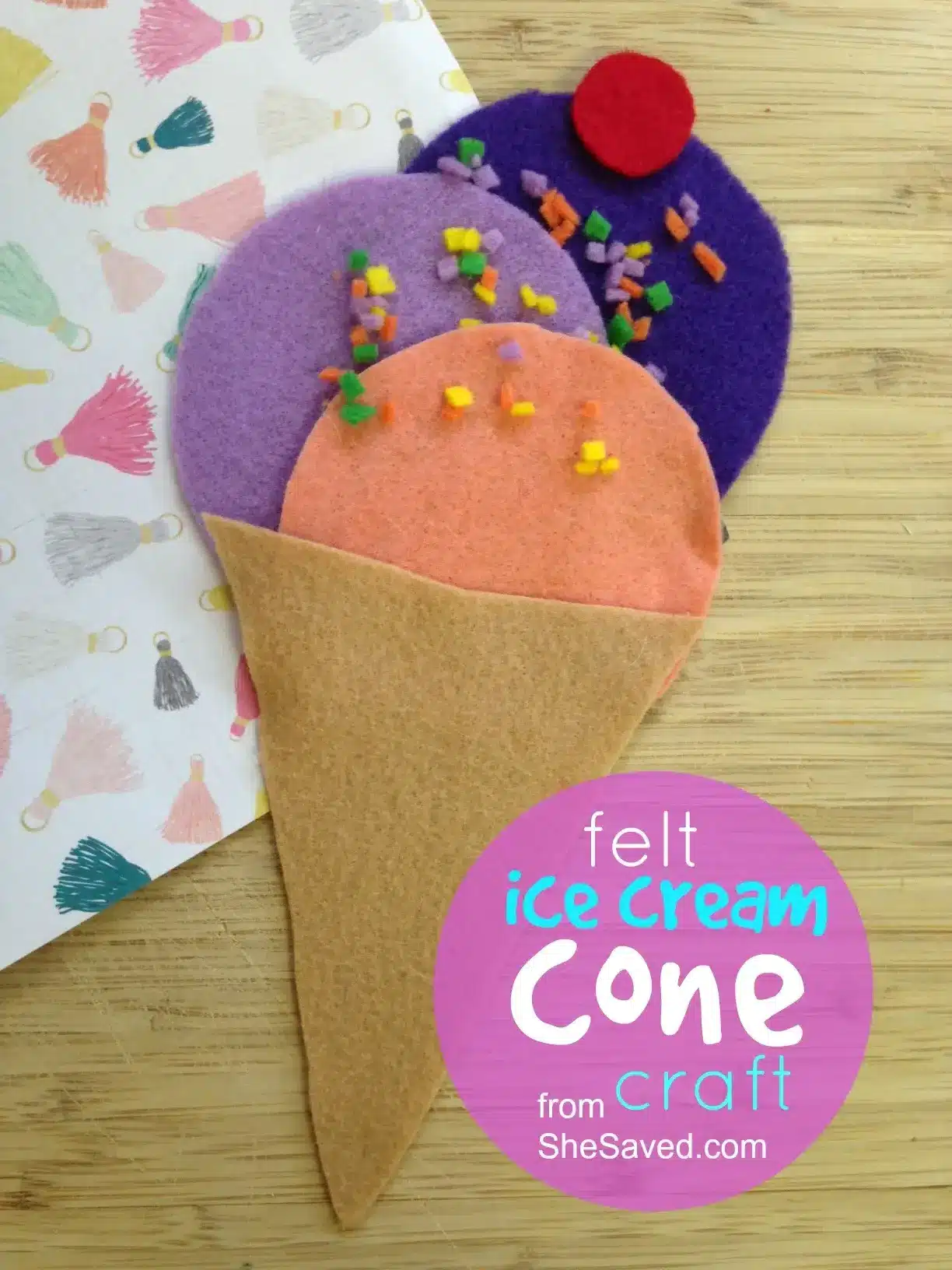 Felt Ice Cream Craft for Kids, preschoolers, toddlers, kindergartners, elementary