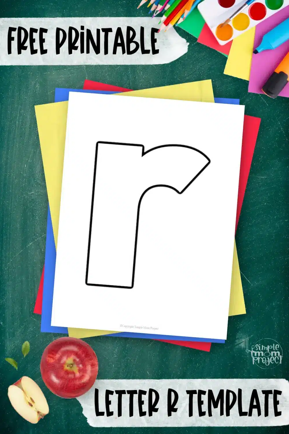 Lowercase Letter R template stencil for kids preschoolers toddler kindergarten elementary