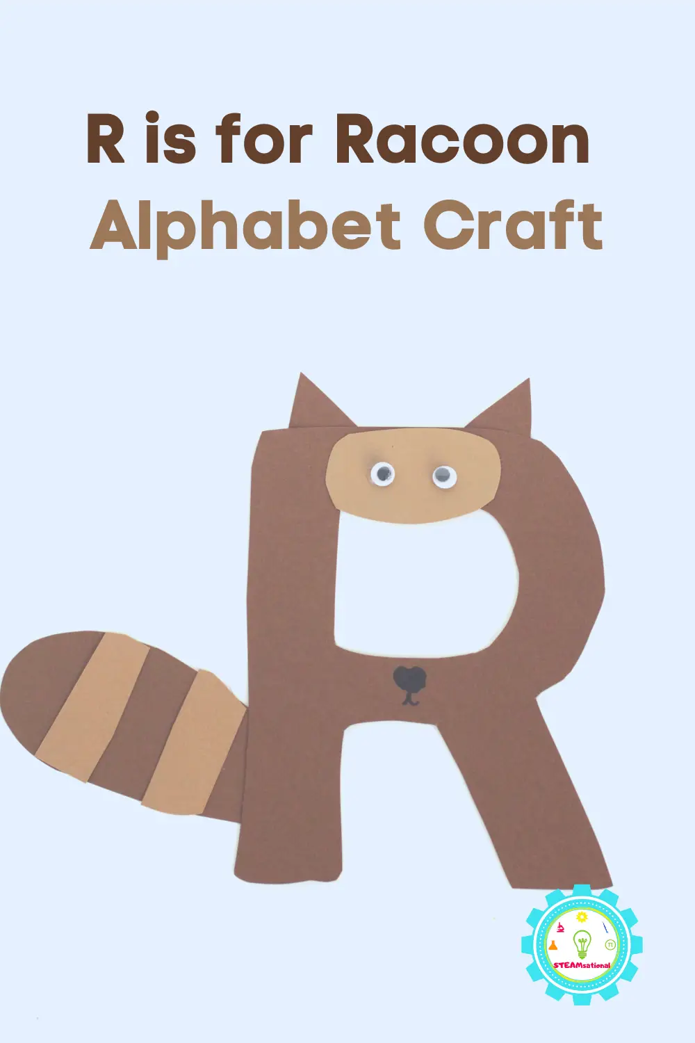 R is for Raccoon Letter R craft for kids preschoolers toddlers kindergarten
