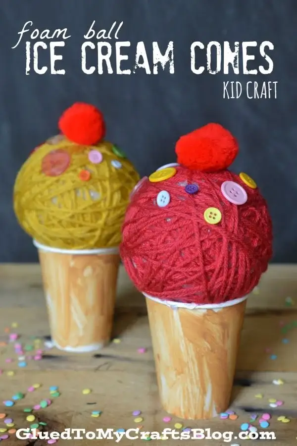 Yarn Ice Cream Craft for Kids, preschoolers, toddlers, kindergartners, elementary