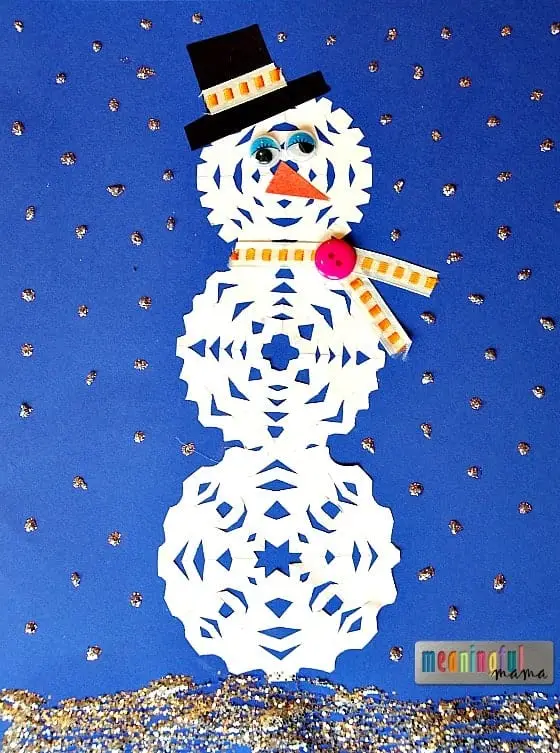 Snowflake Snowman Craft for Kids of all ages
