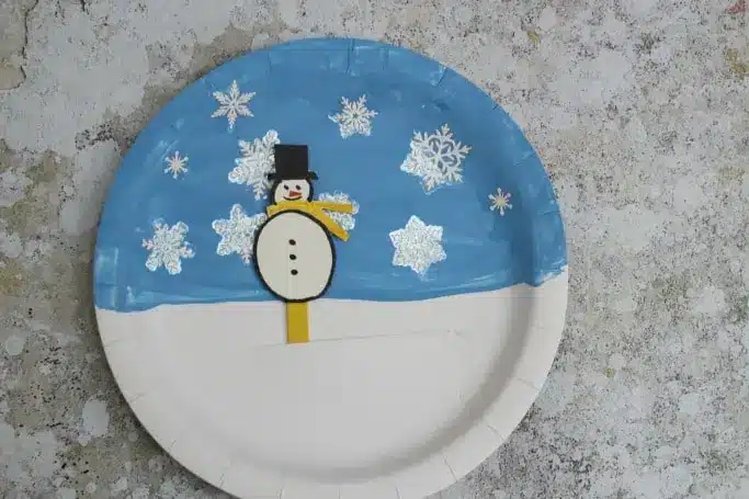 movable snowman paper plate craft