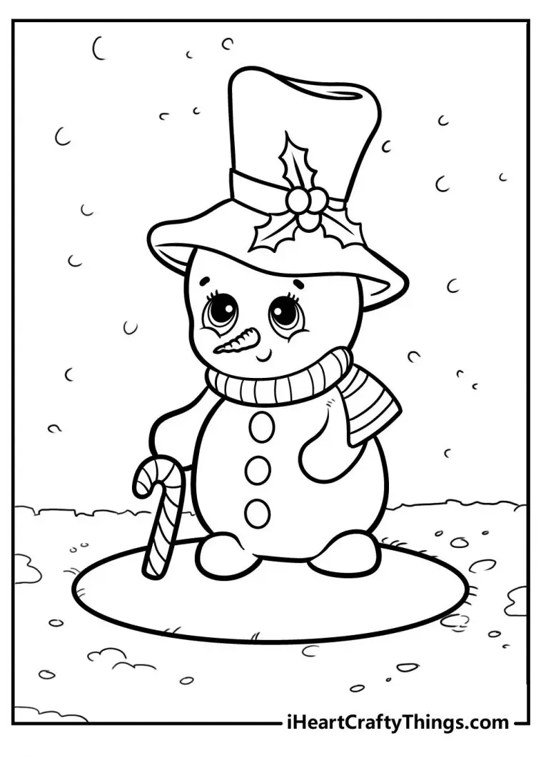 Snowman Coloring page for kids of all ages