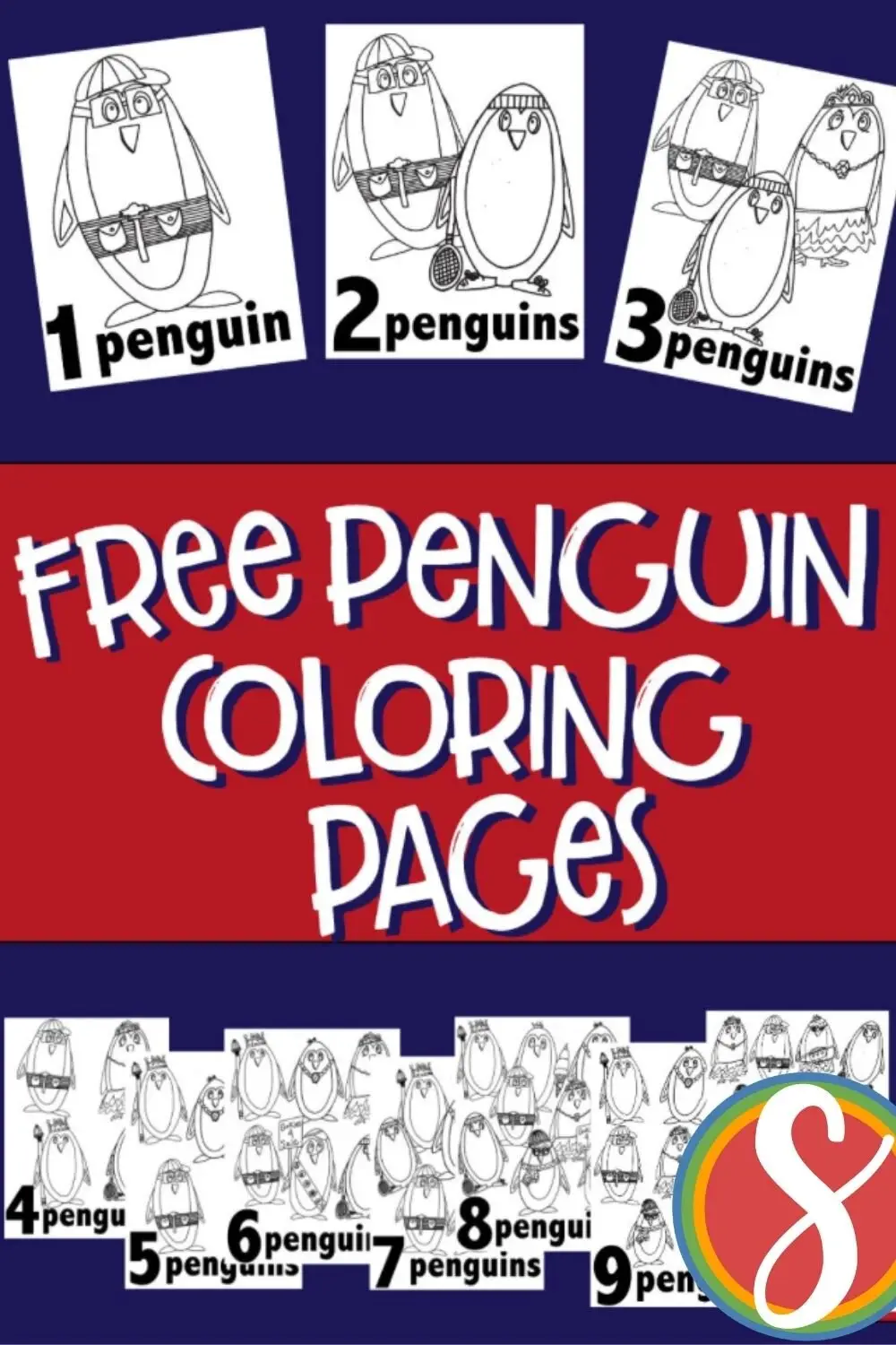 penguin numbers coloring pages