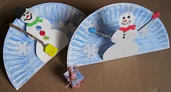 paper plate pop up snowman