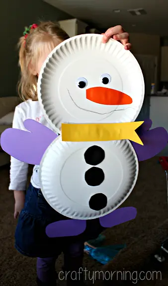 cute paper plate snowman craft for kids