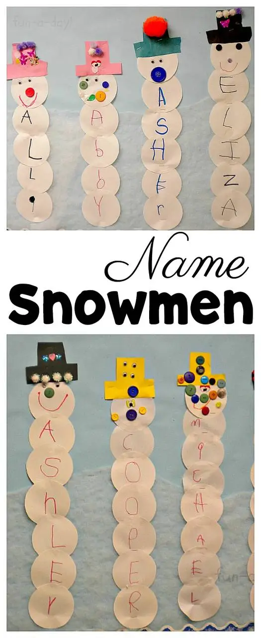 Name Snowman Preschool Craft for Kids of all ages
