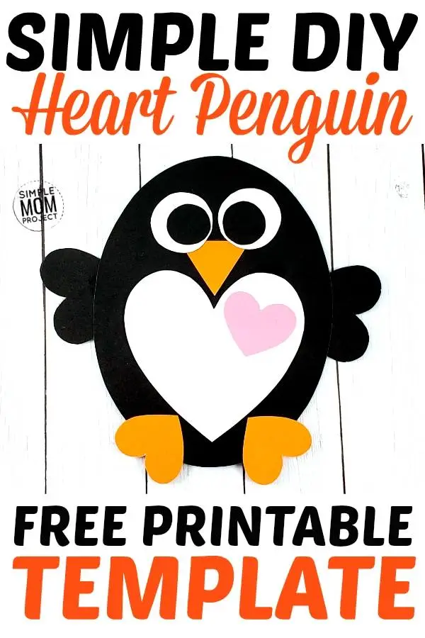 free printable simple heart penguin
