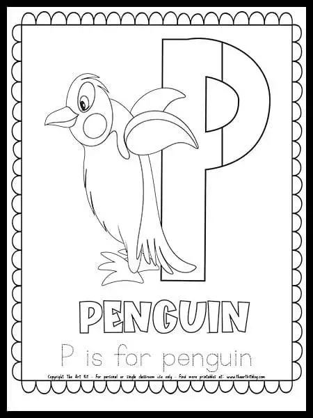 letter P is for penguin free printable