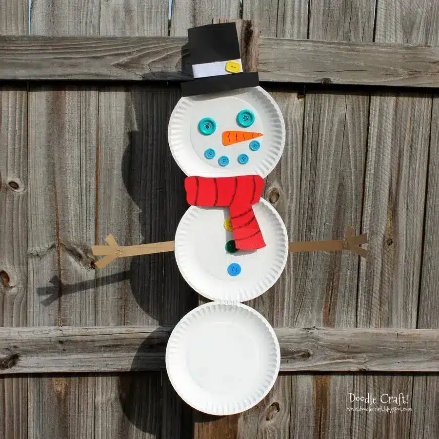 paper plate snowman