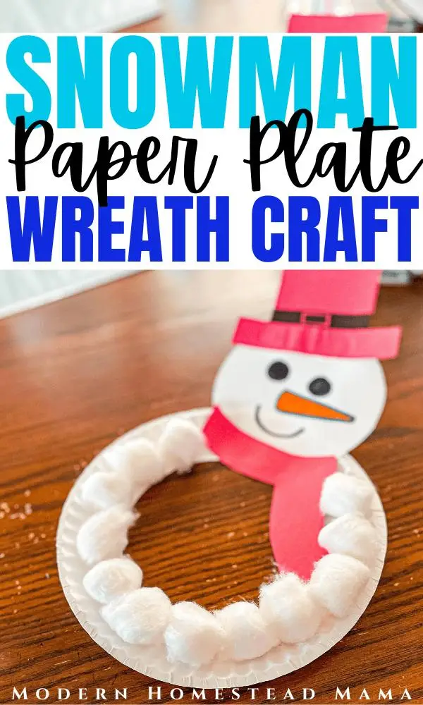 snowman paper plate wreath craft