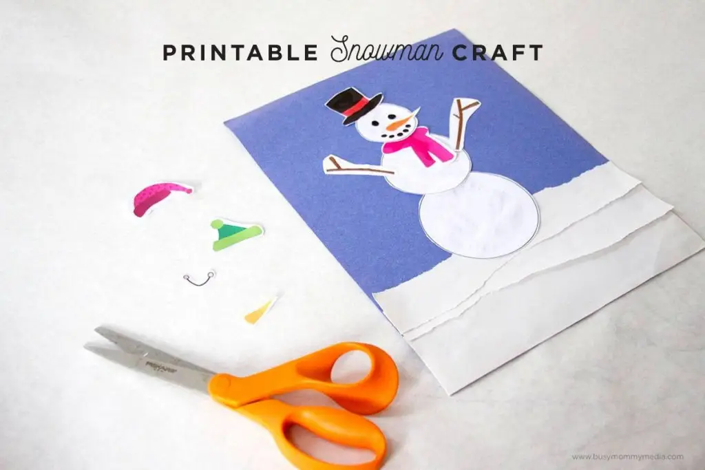 Printable Snowman Craft for Toddlers, Preschoolers and Kindergarten Kids