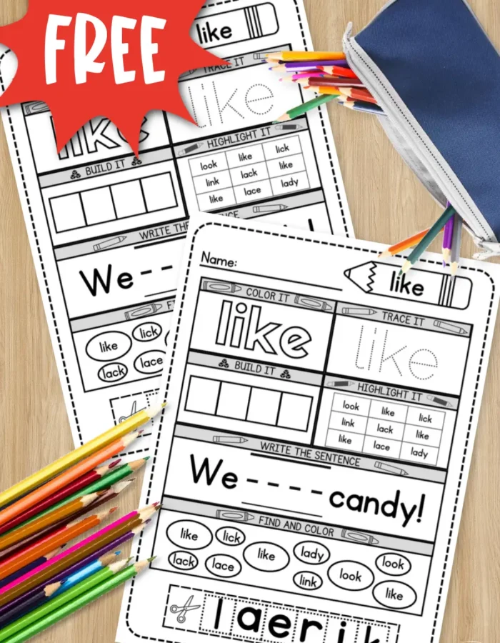 Use this free printable like sight word worksheet to explore a world of interesting ways to learn to read and write! This free worksheet combines creative thinking with effective practice, making it perfect for young kindergarten students. If you want to see your child's reading and writing skills take off, download it right away!