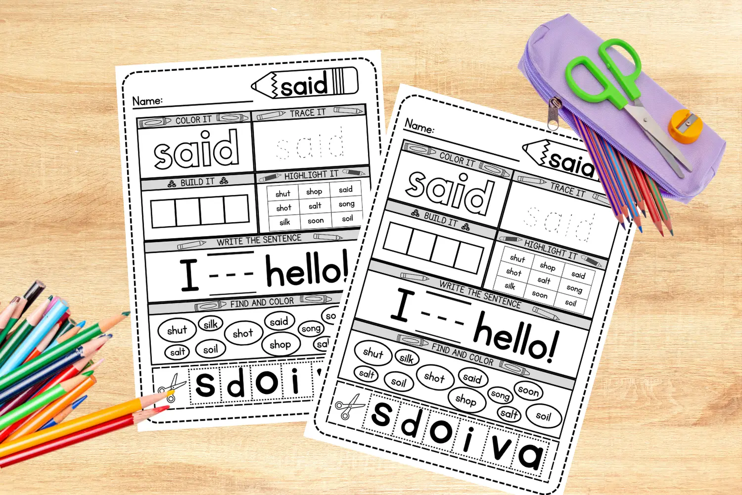 Said sight word for preschoolers, kindergarteners, toddlers and kids of all ages