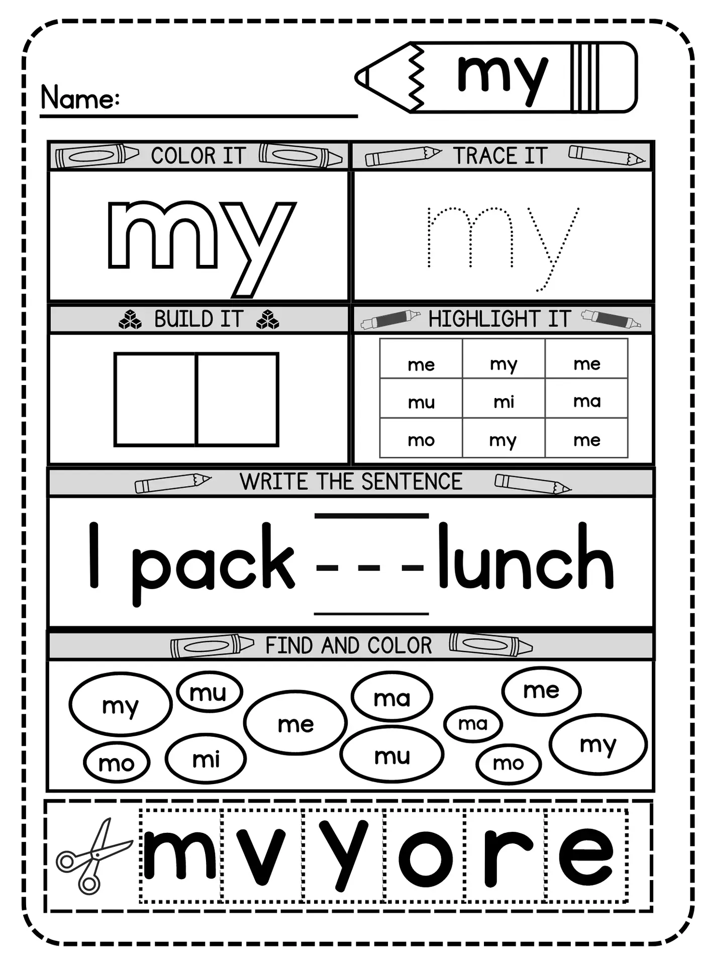 My sight word for preschoolers, kindergarteners, toddlers and kids of all ages