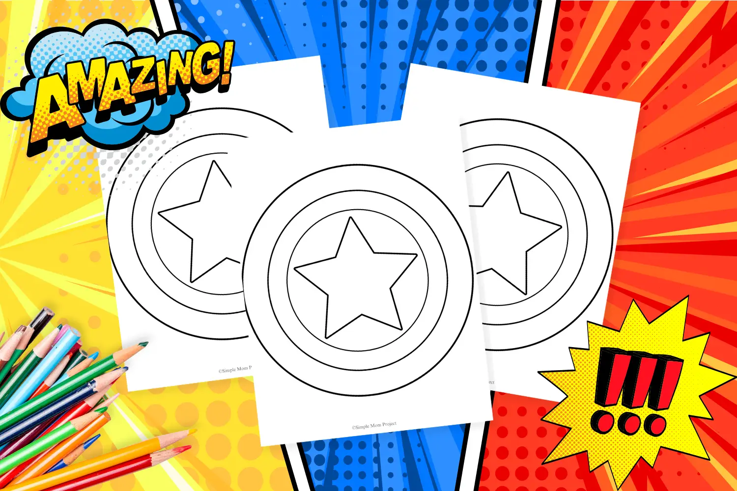 Captain America Shield Template for toddlers, preschoolers and kindergartens