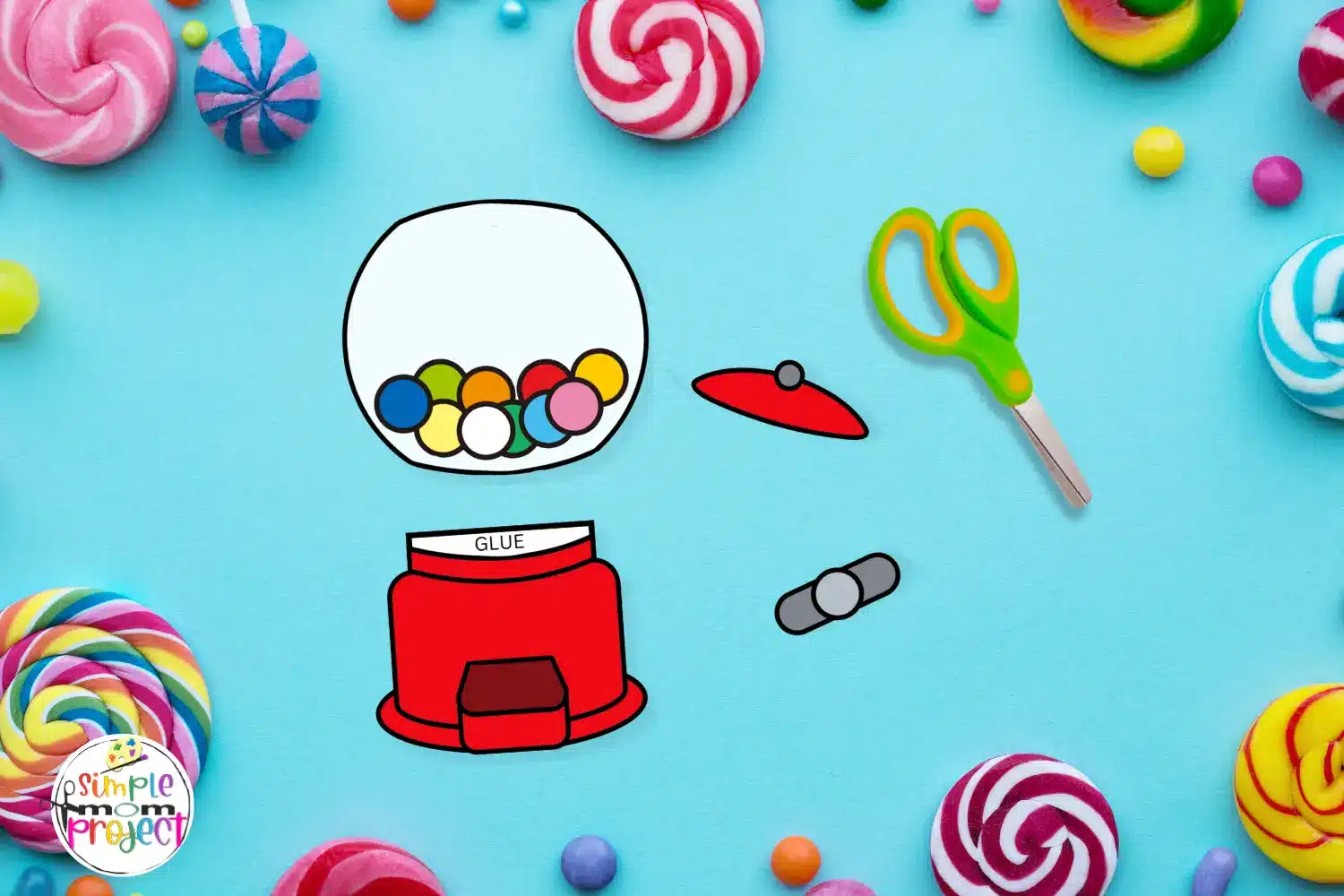 Gumball Machine Cut and Paste Craft for kids Build a Gumball machine