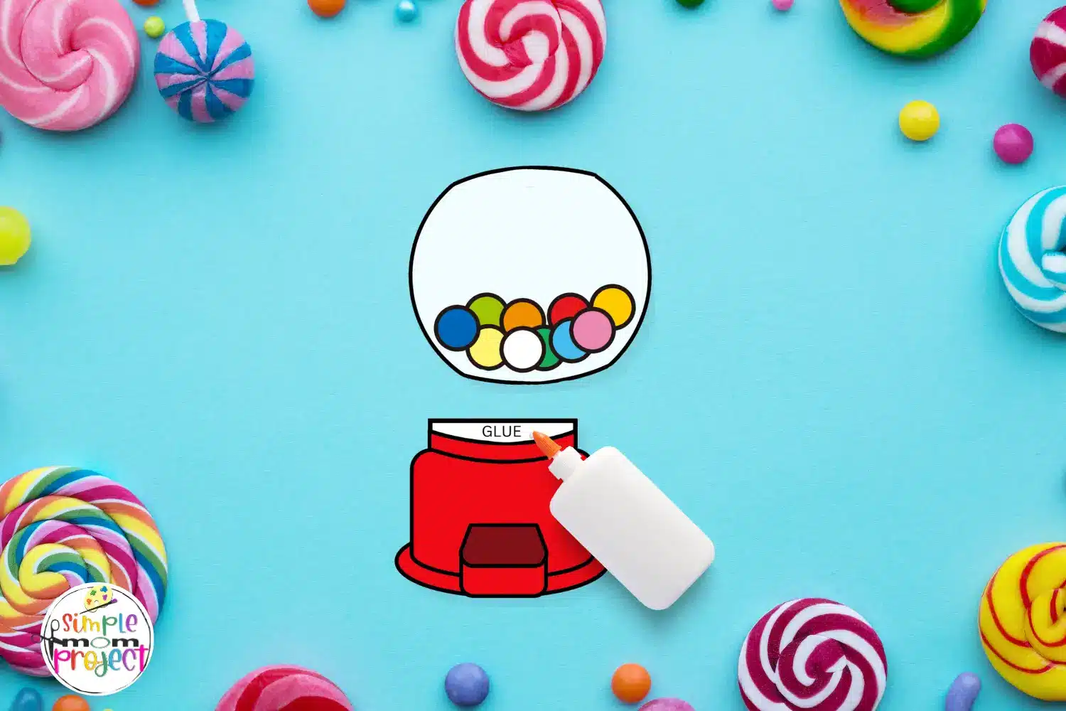 Gumball Machine Cut and Paste Craft for kids Build a Gumball machine