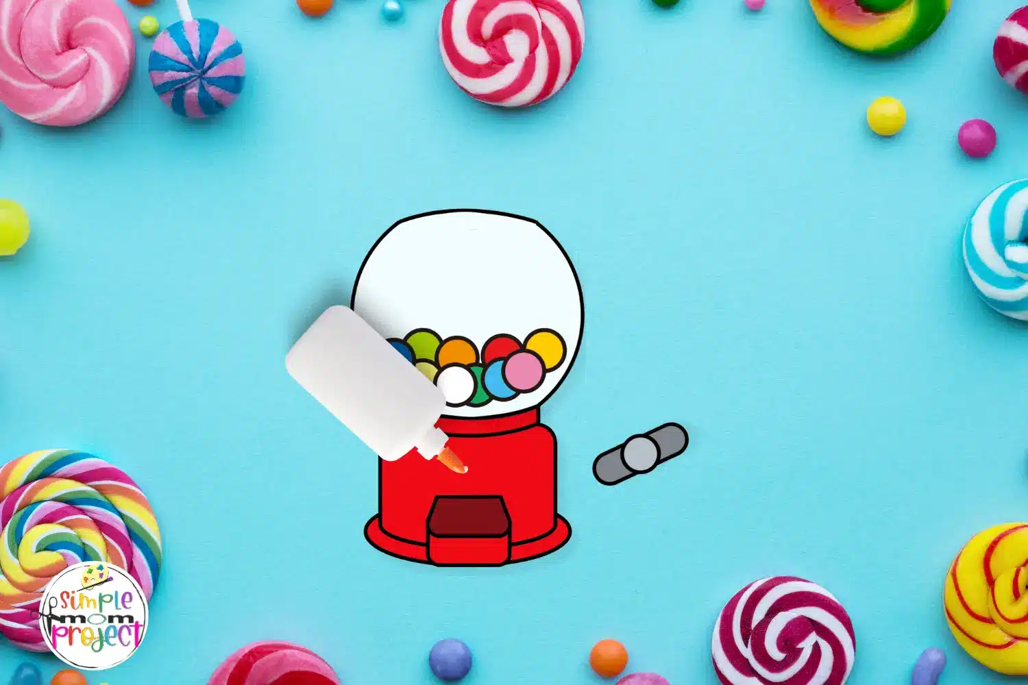 Gumball Machine Cut and Paste Craft for kids Build a Gumball machine