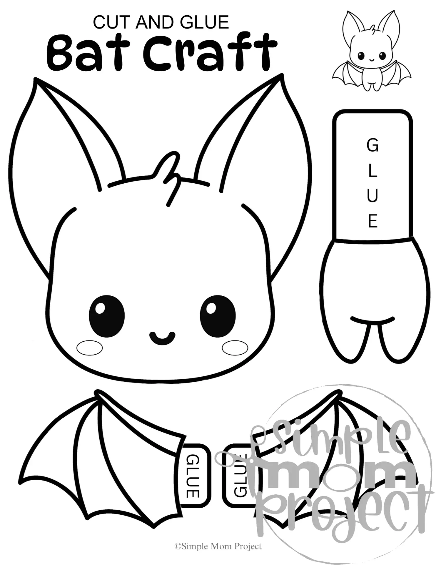 Printable Black and White Bat Craft for Kids of all ages