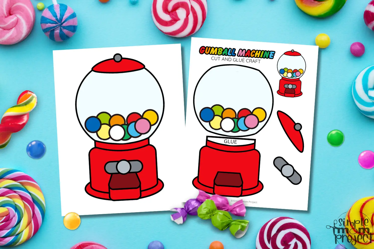 Printable Gumball Machine Craft Template for kids of all ages