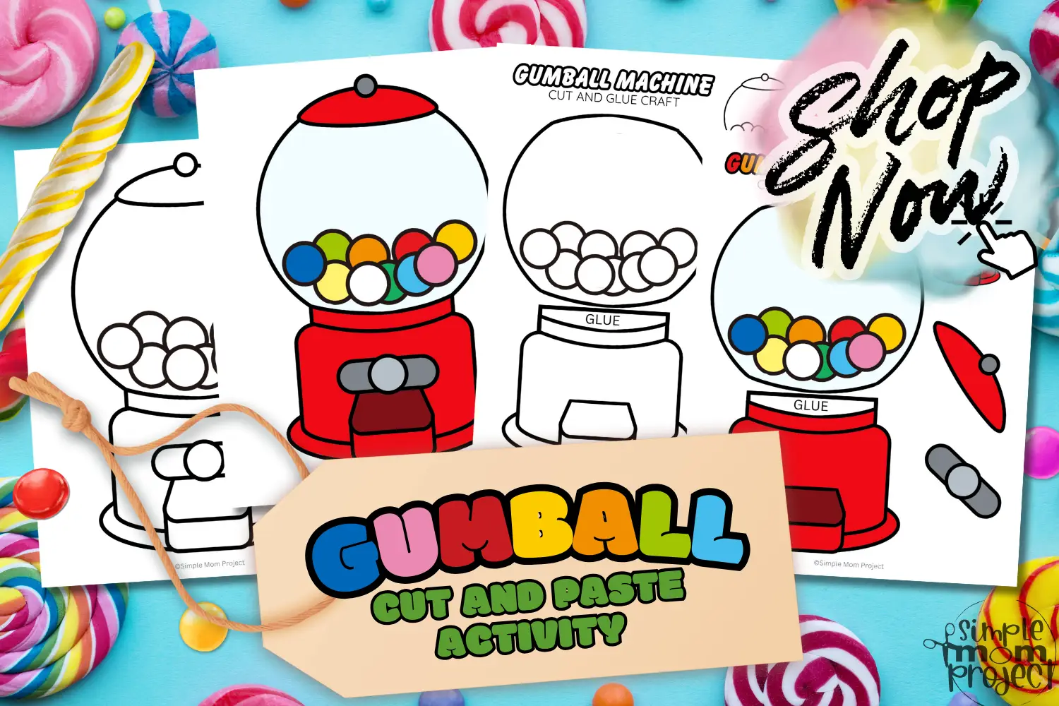 Printable Gumball Machine Template for toddlers, preschoolers, kindergaten kids