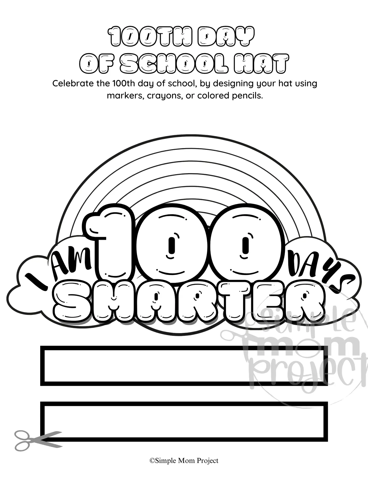 WM 100th Day of School Hat (free) printable template for kids of all ages