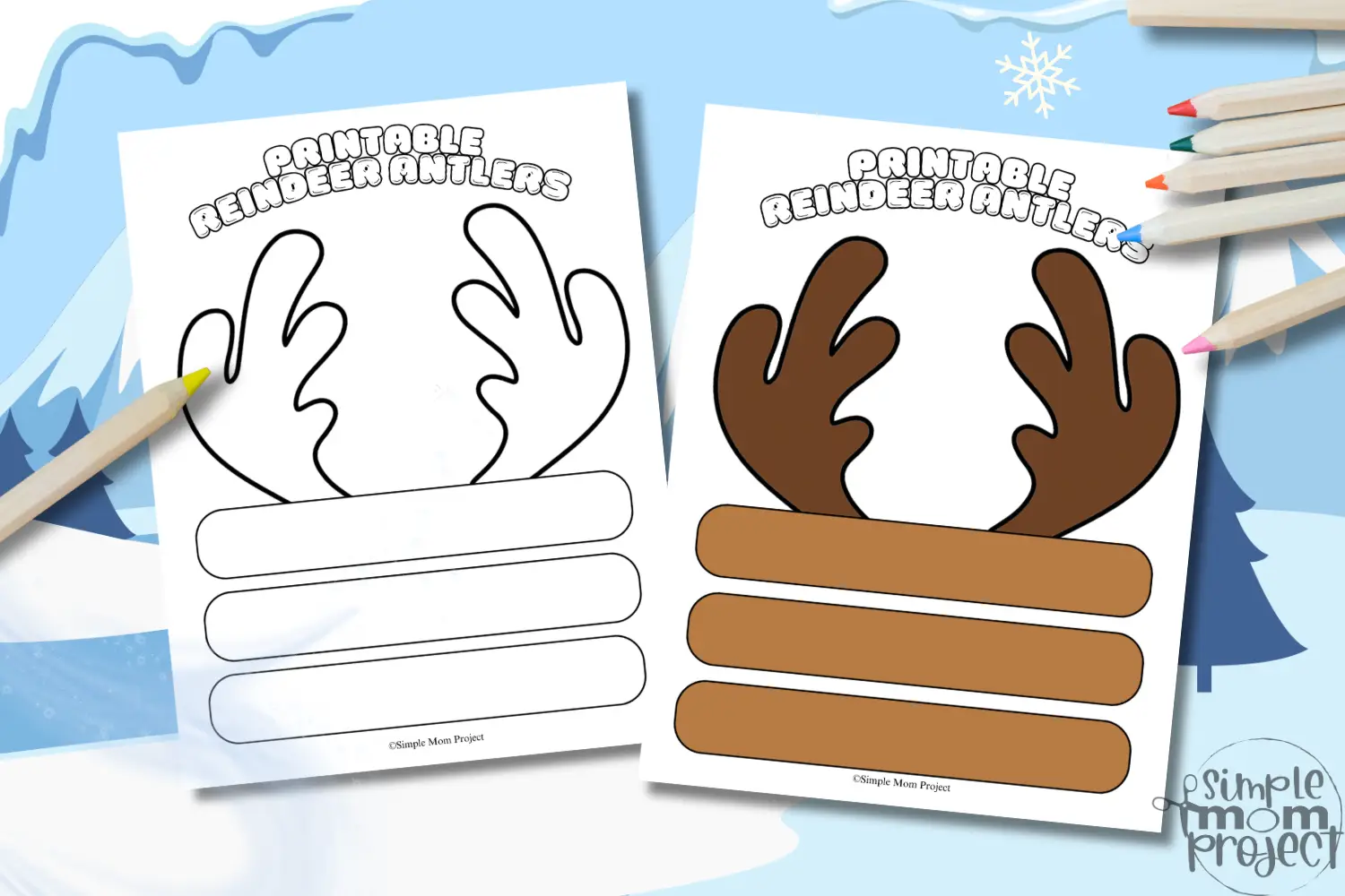Printable Reindeer Antler Craft Template for kids