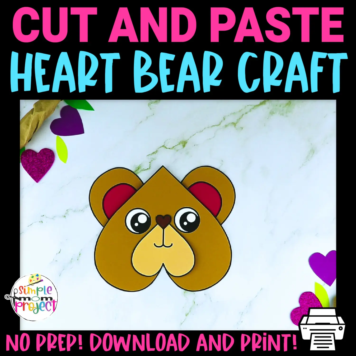 Heart Bear Cut and Paste Craft - Simple Mom Project Store