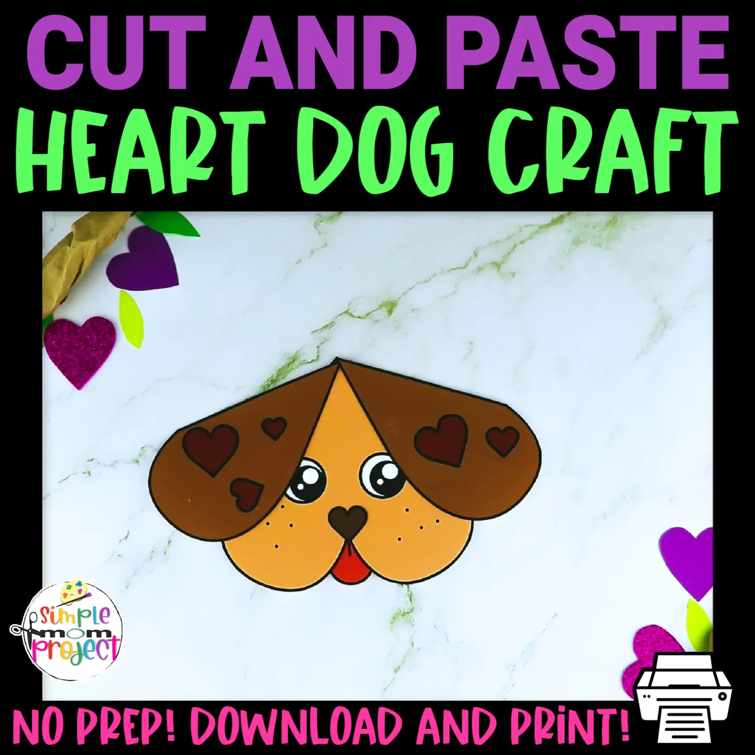 Heart Dog Cut and Paste Craft