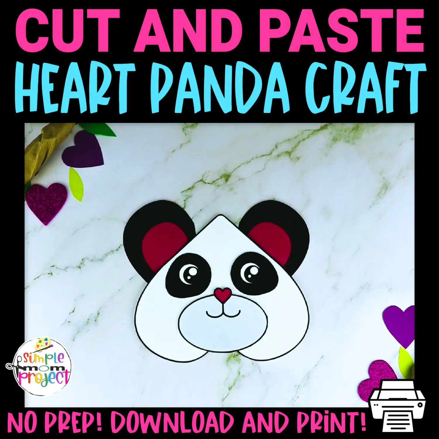 Heart Panda Cut and Paste Craft
