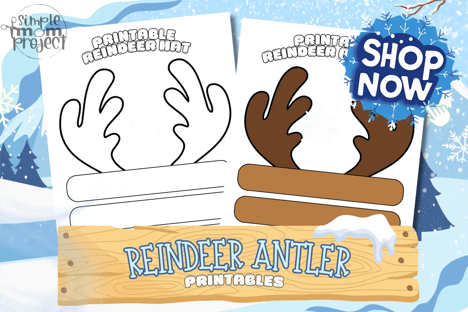 Printable Reindeer Antler Template for kids