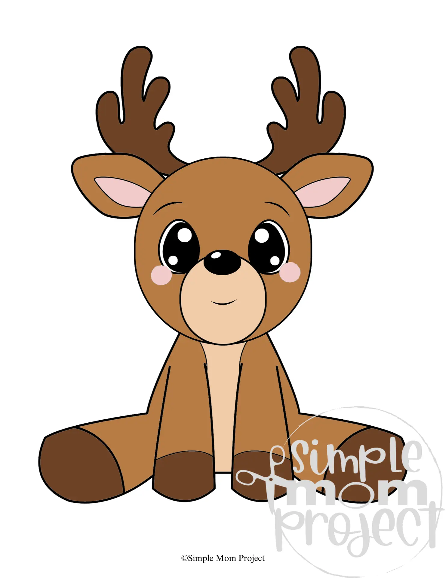 Colored Printable Build-A-Reindeer Template for toddlers, preschoolers and kindergaten kids