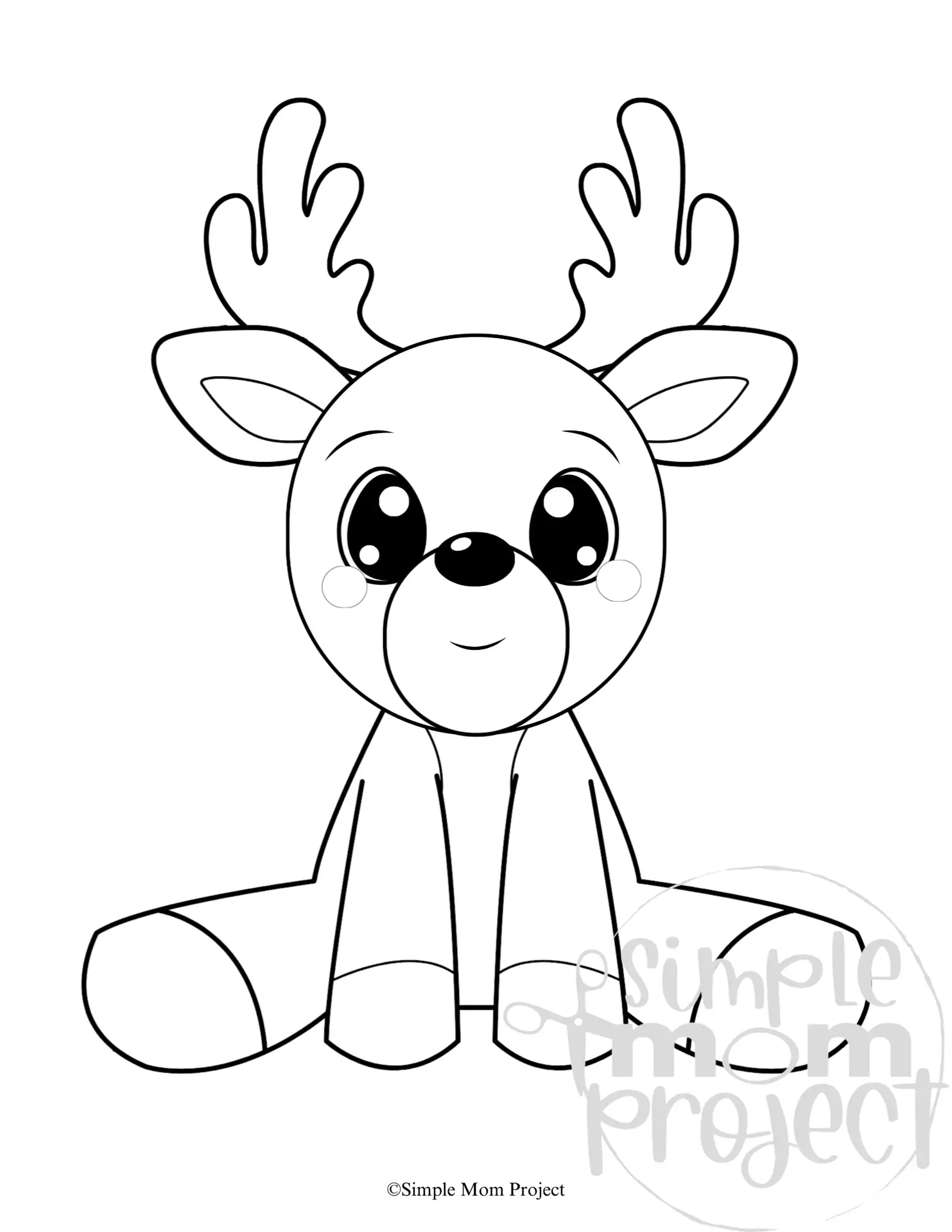 B&W Printable Build-A-Reindeer Template for toddlers, preschoolers and kindergaten kids