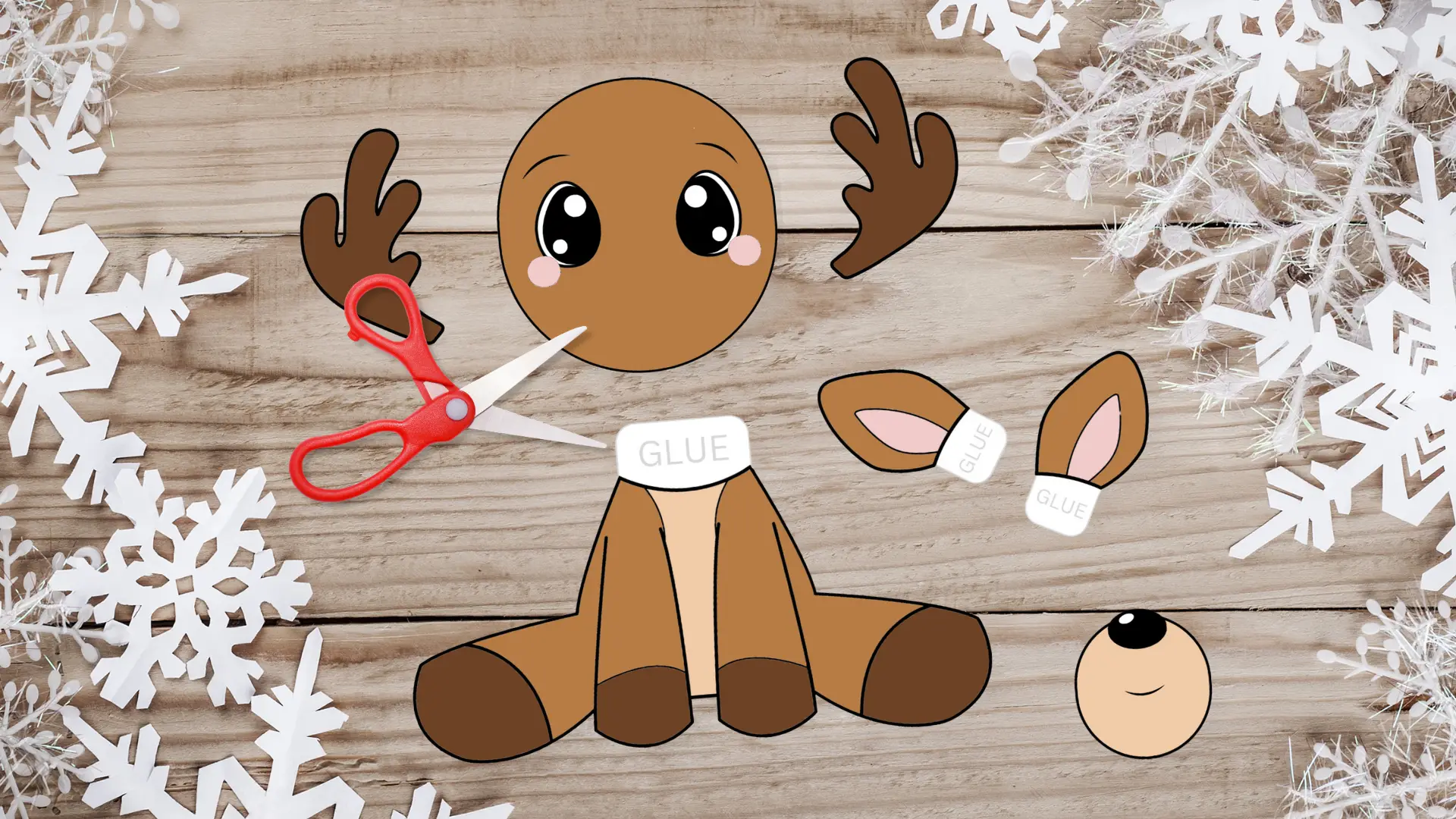 Tutorial 2 Printable Build-a-Reindeer Craft Template for toddlers, preschoolers and kindergarten kids