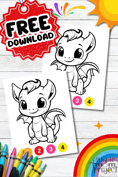 Do your kids love dragons? Looking for a fun way to combine art and learning? We have a free printable dragon color by number worksheet! This worksheet combines number recognition and colorful creativity, making it perfect for little adventurers. Whether they're practicing their numbers or simply want to bring a dragon to life, this is the perfect match! Download it today and watch your dragons soar!