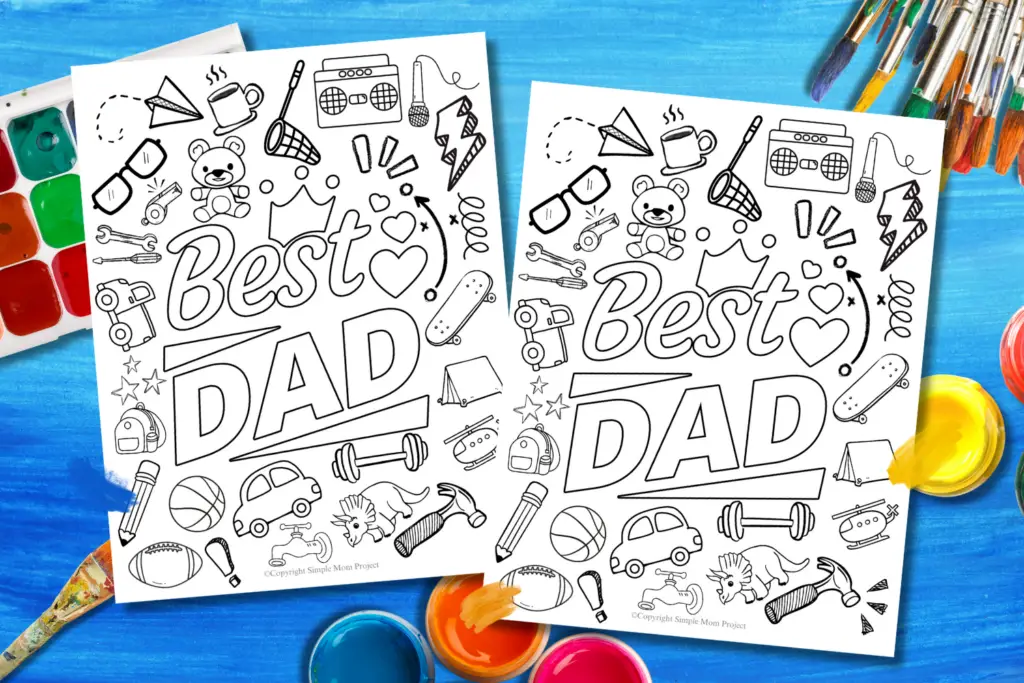 FLATLAY best dad coloring page (FREE) Printable Template
