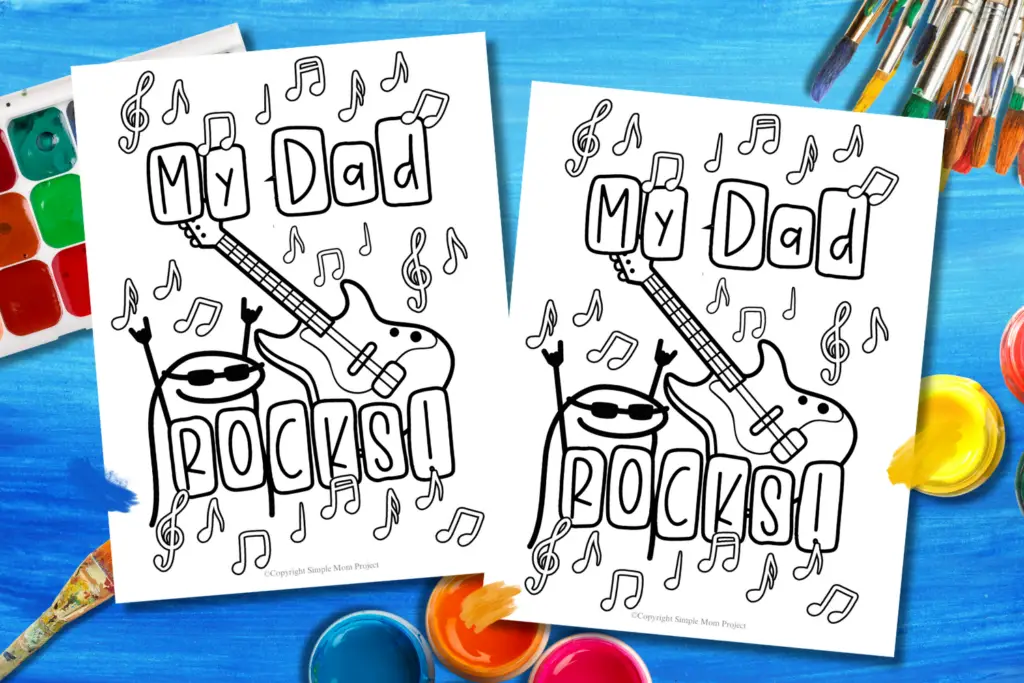 FLATLAY my dad rocks coloring page (FREE) Printable Template for Kids