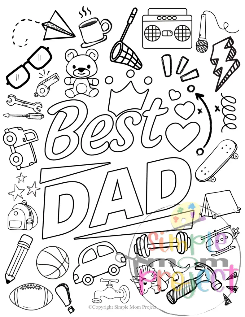 WM best dad ever coloring page for kids of all ages