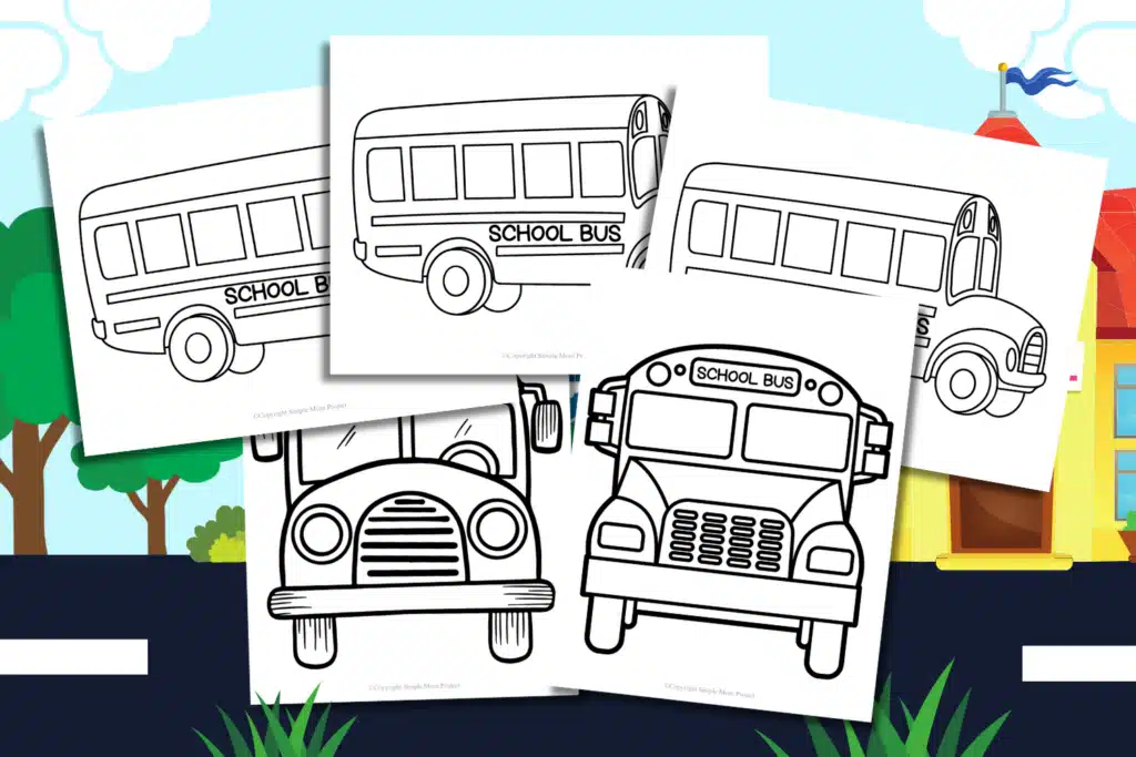 FLATLAY School Bus Coloring Pages FREE Printable Template for Kids