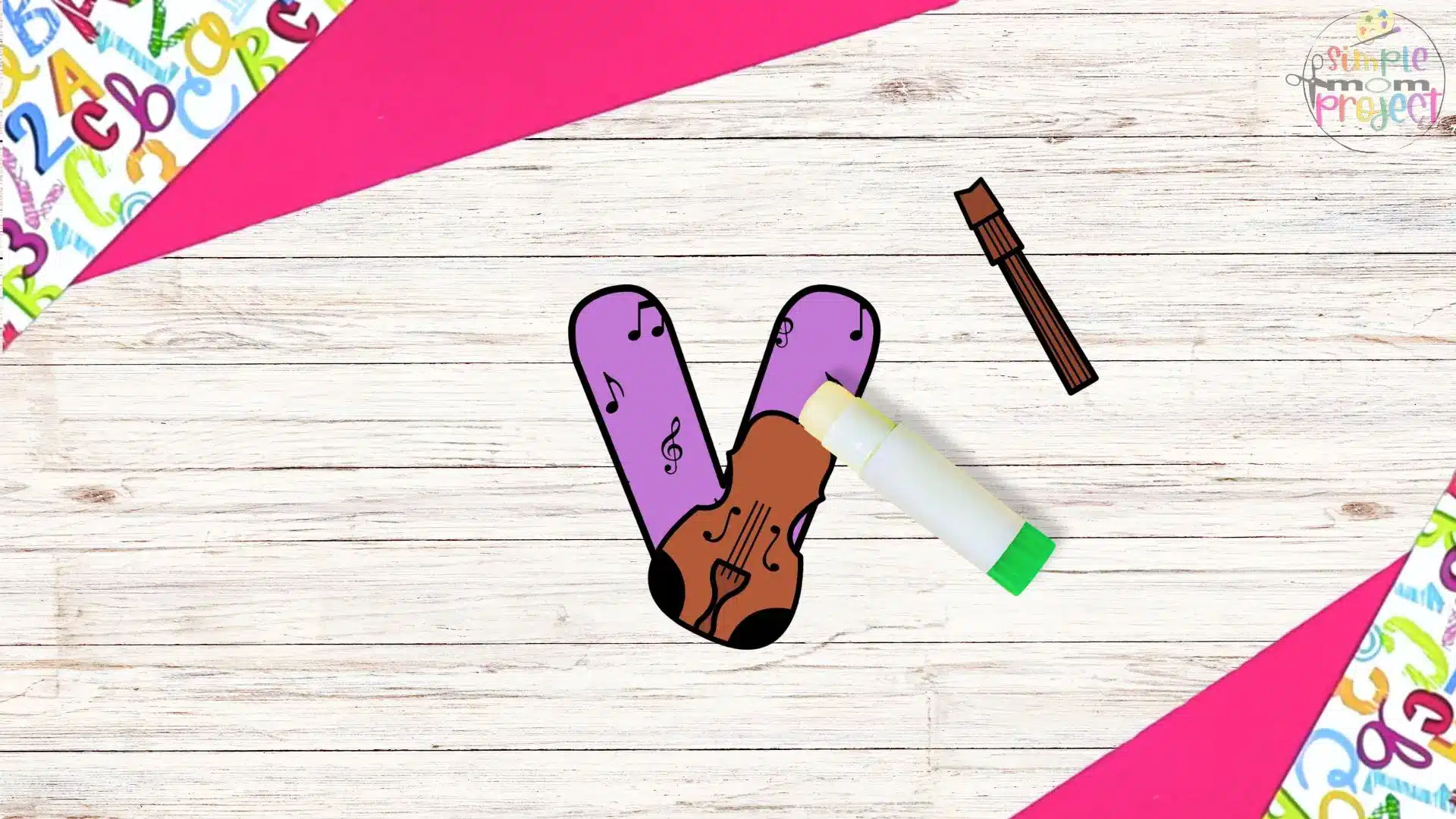 free printable lowercase letter v for violin craft template tutorial 5