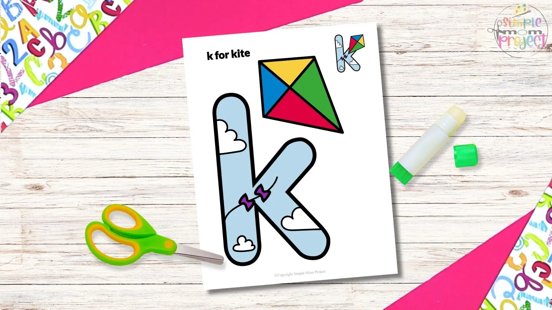 free printable letter k for kite craft for kids 2