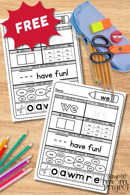 We Sight Words Pin Image (FREE) Printable Template for Kids