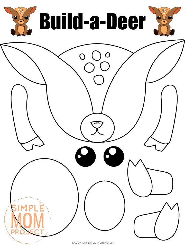 Printable Forest Deer Craft Template for kids, preschoolers, toddlers and kindergartners