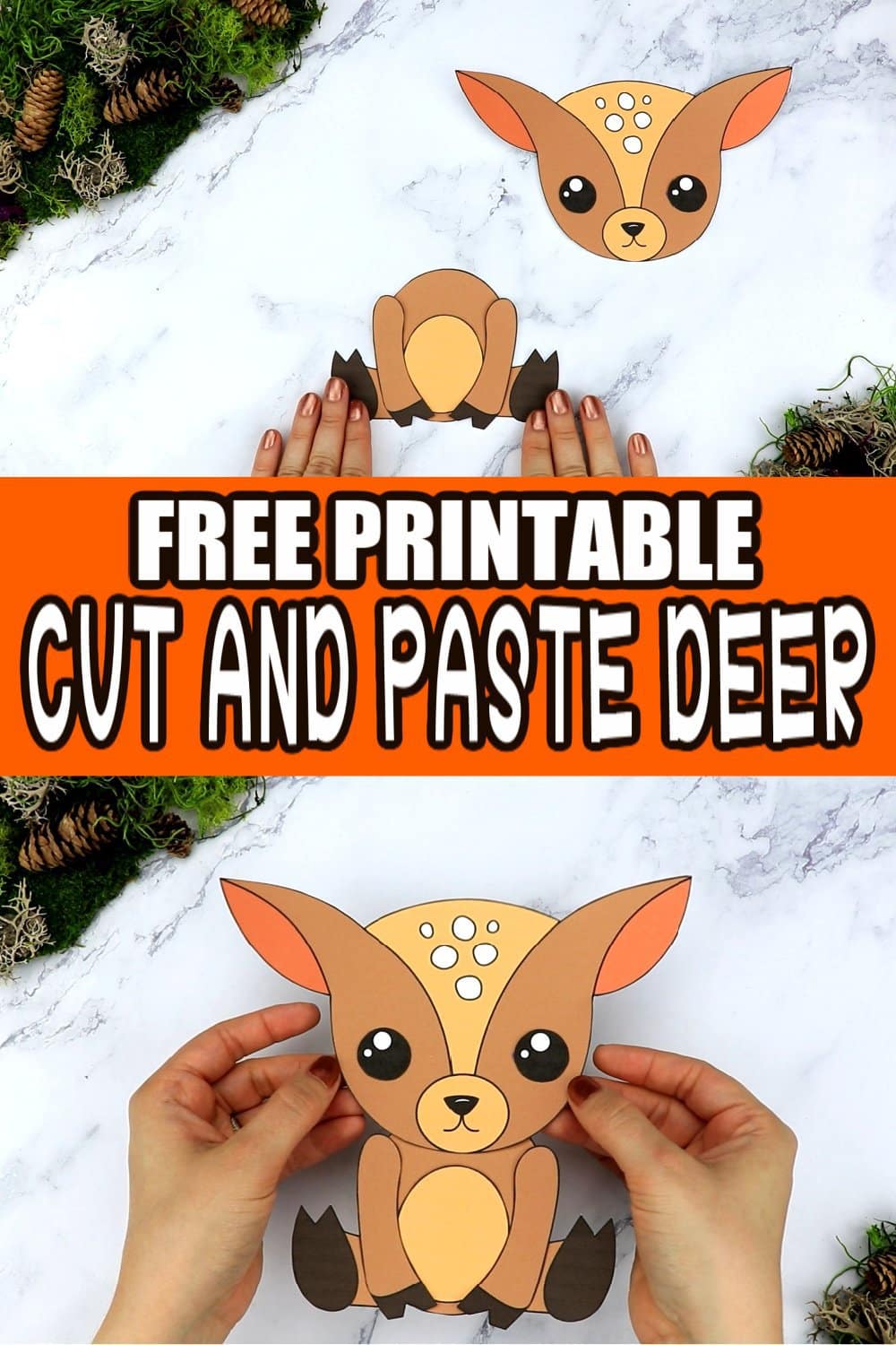 Free Printable Forest Deer Craft Template for kids, preschoolers, toddlers and kindergartners