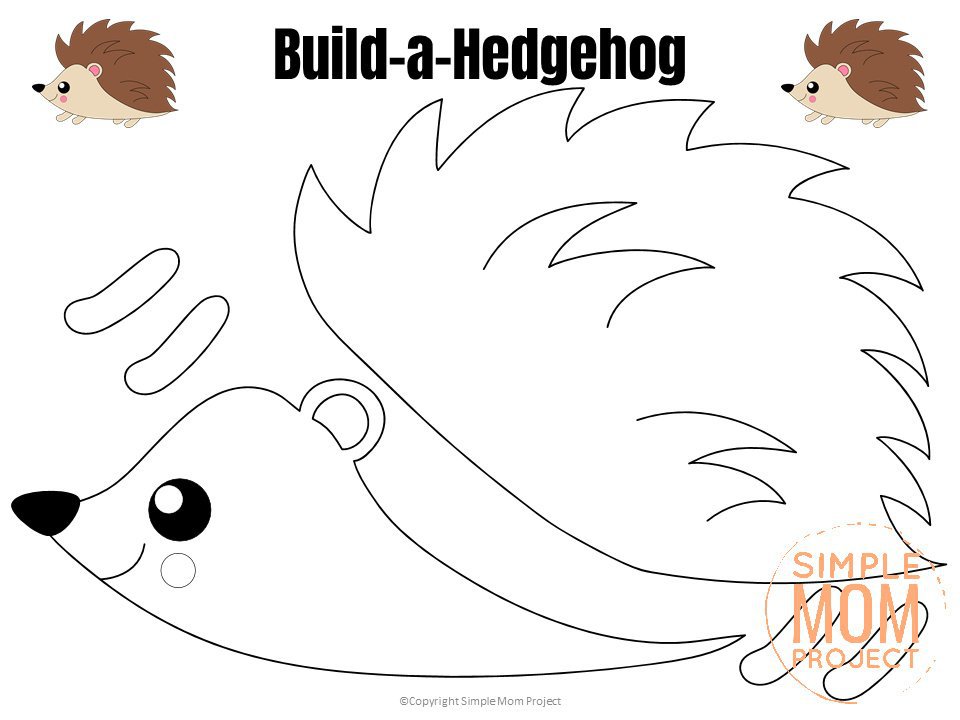 Printable Forest Hedgehog Craft Template for kids, preschoolers, toddlers and kindergartners