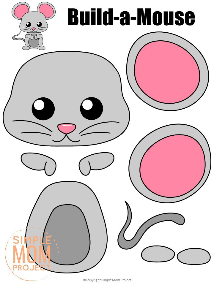 Printable Forest Mouse Craft Template for kids, preschoolers, toddlers and kindergartners