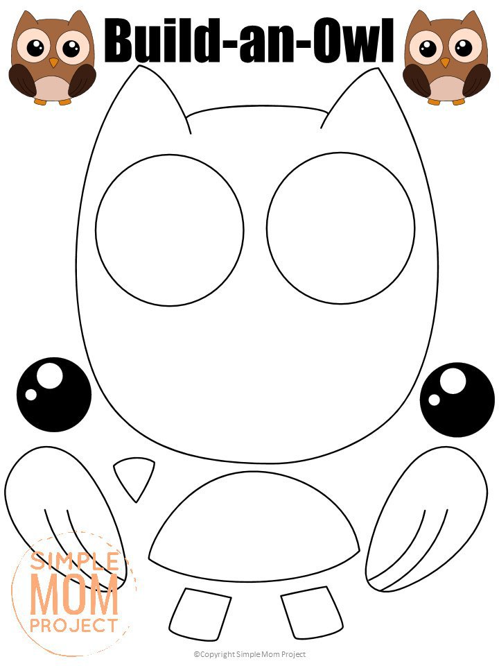 Printable Forest Owl Craft Template for kids, preschoolers, toddlers and kindergartners