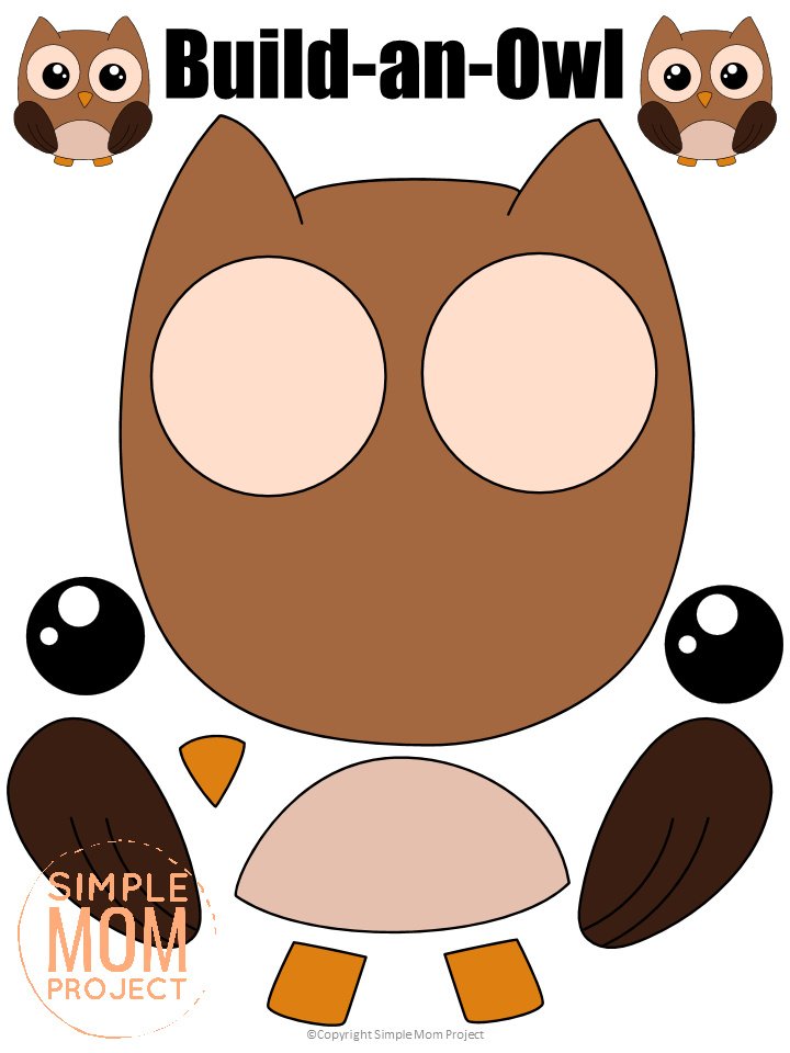 Printable Forest Owl Craft Template for kids, preschoolers, toddlers and kindergartners