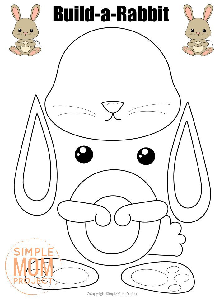 Printable Forest Rabbit Craft Template for kids, preschoolers, toddlers and kindergartners